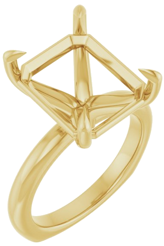 Sužadėtuvių Žiedas „Claw-Prong Euro Shank“ 14k yellow gold Emerald 13mm x 11mm (1)