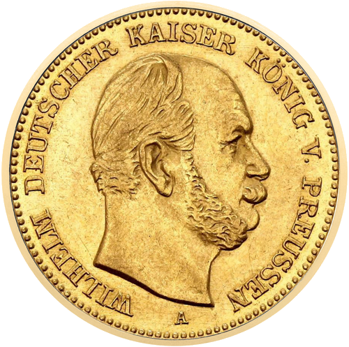 5 markas Vilhelms I (1877–1878) Vācijas impērijas zelta monēta (1)