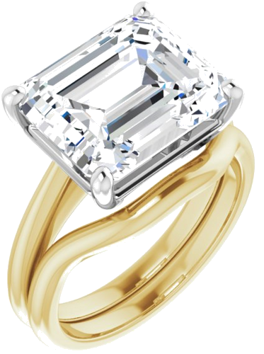 Sužadėtuvių Žiedas „Solitaire“ 14k yellow/white gold Emerald 12mm x 10mm (6)