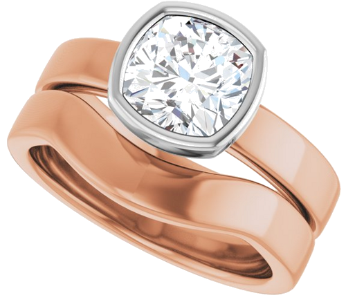 14K Rose White 7 mm Cushion Solitaire Engagement Ring Mounting (10)