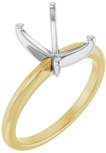 14K Yellow   White  9x7 mm Emerald Solitaire Engagement Ring Mounting (1)