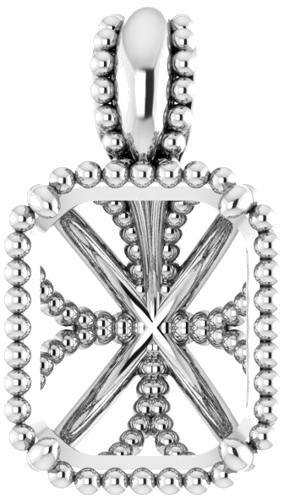 14K White  10x8 mm Emerald Pendant Mounting (1)