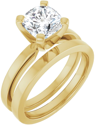 10K Yellow 7x7 mm Cushion Solitaire Engagement Ring Mounting (6)