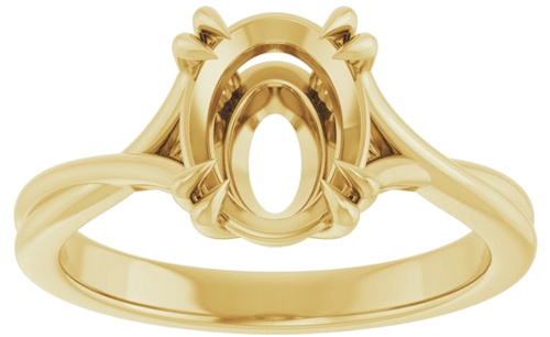 14K Yellow 9x7 mm Oval Solitaire Engagement Ring Mounting (3)