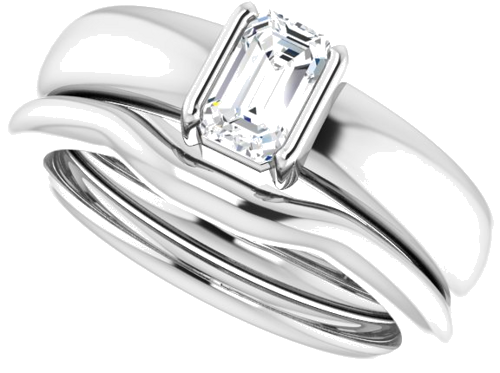 Sužadėtuvių Žiedas „Half-Bezel Solitaire“ 14k white gold Emerald 6mm x 4mm (10)