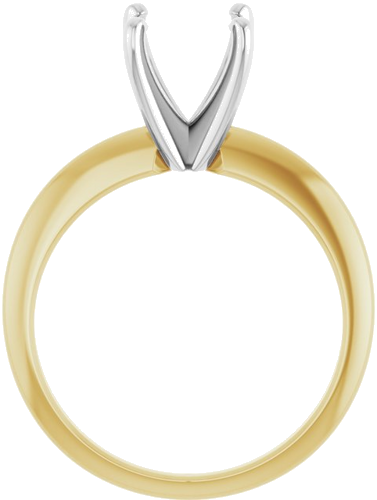 14K Yellow   White 7.8-8.6 mm Round 4-Prong Comfort-fit Solitaire Ring Mounting (2)