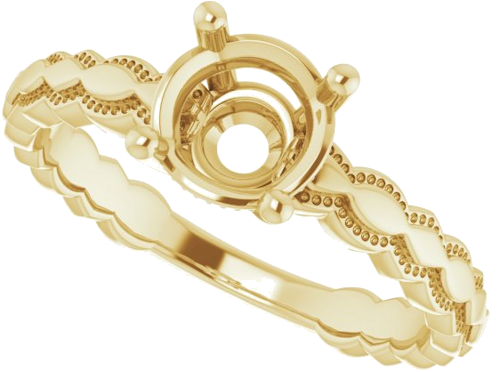 14K Yellow 6.5 mm Round Solitaire Engagement Ring Mounting (5)