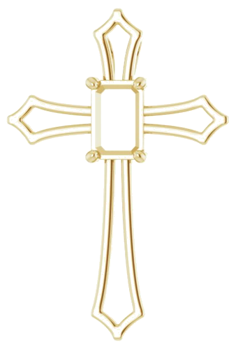 Pakabukas „Accented Cross“ 14k yellow gold Emerald 6mm x 4mm (1)