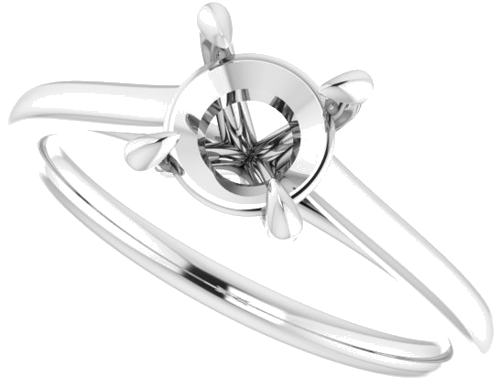 10K White  6.5 mm Round Solitaire Engagement Ring Mounting (5)