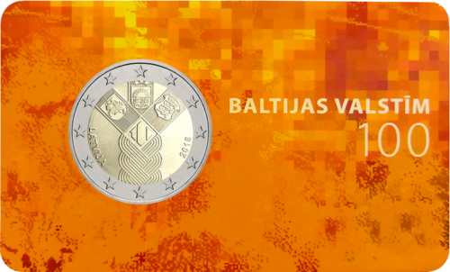 2018 Latvija 100th anniversary of the Baltic States 2 euro BU coin in coincard (1)