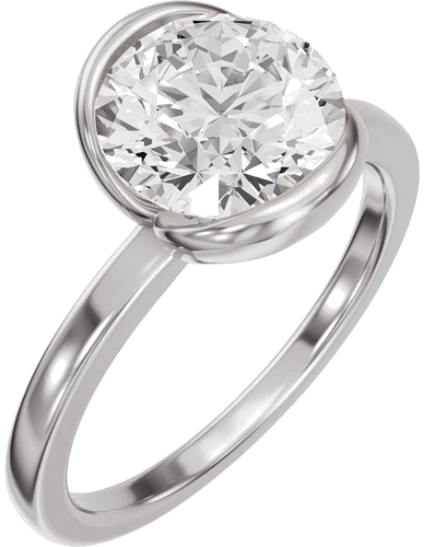Sužadėtuvių Žiedas „Half Bezel Solitaire“ 14k white gold Round 8.2mm (1)