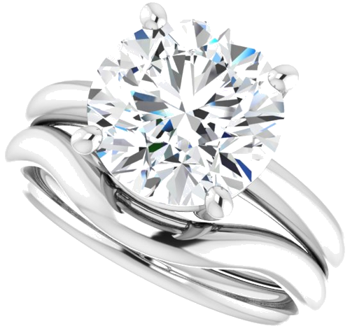 14K White 10 mm Round Engagement Ring Mounting (10)