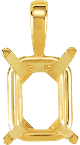 14K Yellow 12x10 mm Emerald 4-Prong Pendant Mounting (1)