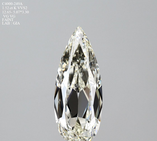 1.52 carat K-VVS2 Natūralus Pear Deimantas (1)