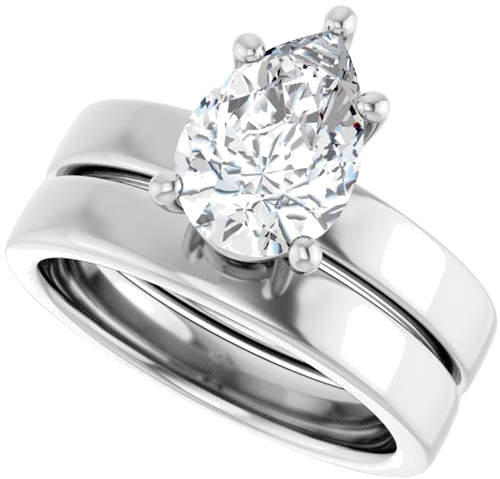 Sužadėtuvių Žiedas „Solitaire“ 14k white gold Pear 10mm x 7mm (10)
