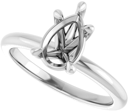10K White 9x6 mm Pear Solitaire Engagement Ring Mounting (5)
