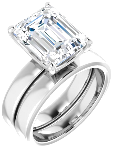Sužadėtuvių Žiedas „Solitaire“ 14k white gold Emerald 11mm x 9mm (6)