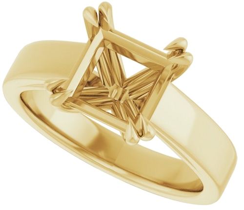 Sužadėtuvių Žiedas „Double Claw-Prong Solitaire“ 14k yellow gold Square 7.5mm (5)