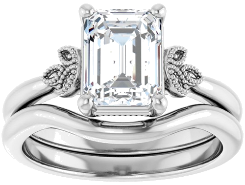 Sužadėtuvių Žiedas „Solitaire“ 14k white gold Emerald 8mm x 6mm (8)