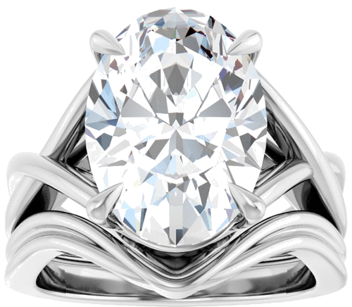 Sužadėtuvių Žiedas „Claw-Prong Solitaire“ 14k white gold Oval 14mm x 10mm (8)