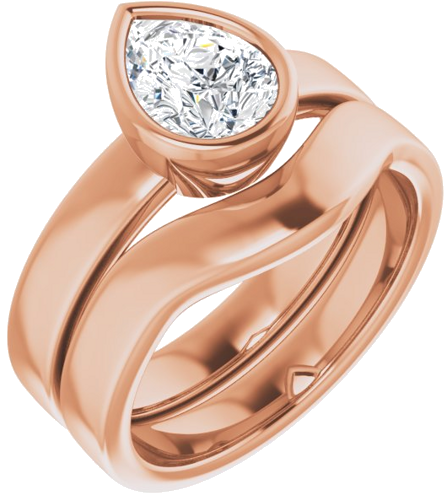 Sužadėtuvių Žiedas „Bezel-Set Solitaire“ 14k rose gold Pear 8mm x 6mm (6)