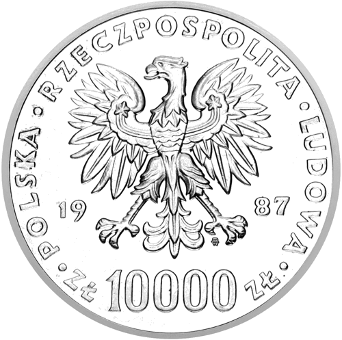 10 000 Zlotų Jonas Paulius II 1987 Lenkija sidabrinė moneta (2)