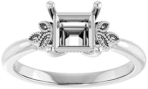 Sužadėtuvių Žiedas „Solitaire“ 10k white gold Square 5.5mm (3)
