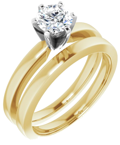 14K Yellow White 5.5 mm Round Solitaire Engagement Ring Mounting (6)
