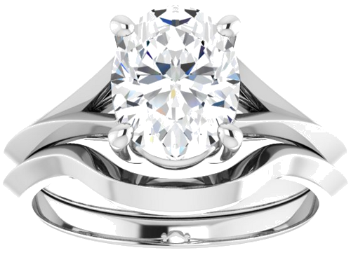 Sužadėtuvių Žiedas „Solitaire Split Shank“ 10k white gold Oval 9mm x 7mm (8)