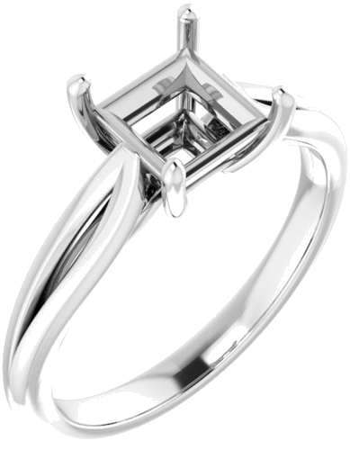 14K White 6 mm Square Engagement Ring Mounting (1)