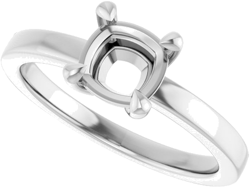 14K White 6 mm Cushion Solitaire Engagement Ring Mounting (5)