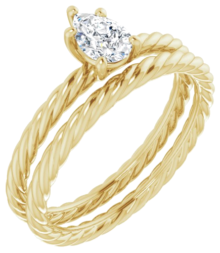 14K Yellow 6x4 mm Pear Solitaire Engagement Ring Mounting (6)