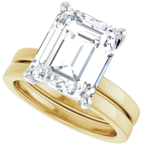 Sužadėtuvių Žiedas „Solitaire“ 14k yellow/white gold Emerald 11mm x 9mm (10)