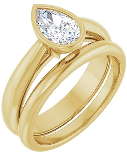 Sužadėtuvių Žiedas „Bezel-Set Solitaire“ 14k yellow gold Pear 8mm x 5mm (6)