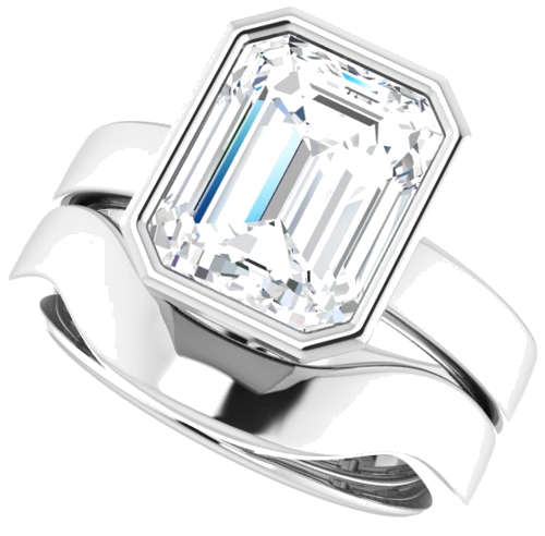 Sužadėtuvių Žiedas „Solitaire“ 585 Baltojo Aukso Emerald 10mm x 8mm (10)