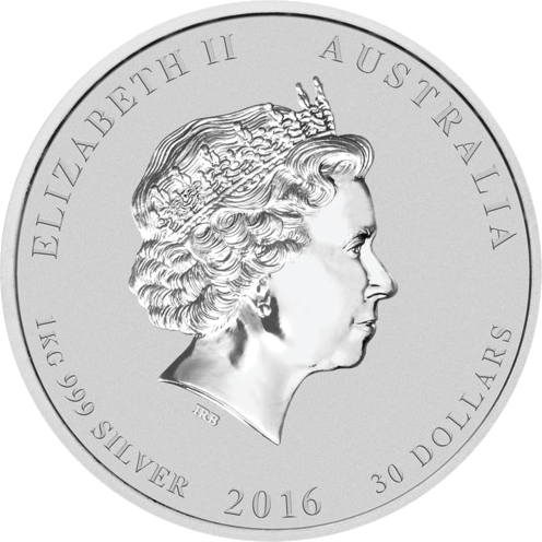 1 kg Beždžionės metai 2016 (Lunar II) Australija sidabrinė moneta (2)