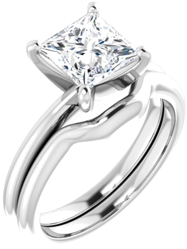 Sužadėtuvių Žiedas „Solitaire“ 585 Baltojo Aukso Square 6.5mm (6)