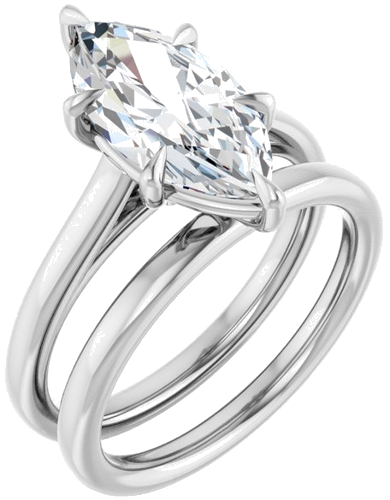 Sužadėtuvių Žiedas „Claw-Pong“ 14k white gold Marquise 14mm x 7mm (6)