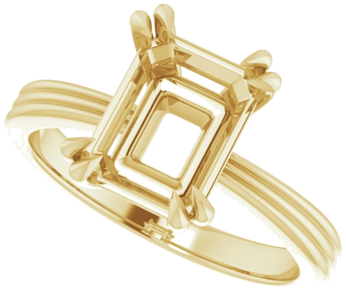 Sužadėtuvių Žiedas „Solitaire“ 585 Geltonojo Aukso Emerald 9mm x 7mm (5)