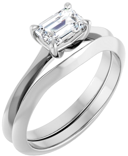 14K White 6x4 mm Emerald Solitaire Engagement Ring Mounting (6)