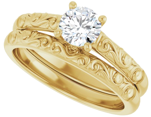 Sužadėtuvių Žiedas „Solitaire“ 14k yellow gold Round 5.2mm (10)
