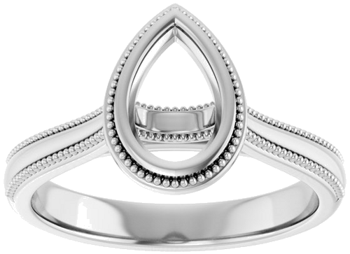 Sužadėtuvių Žiedas „Bezel-Set Solitaire“ 14k white gold Pear 8mm x 5mm (3)