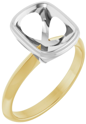 Sužadėtuvių Žiedas „Bezel-Set Solitaire“ 14k yellow/white gold Elongated Cushion 10mm x 8mm (1)