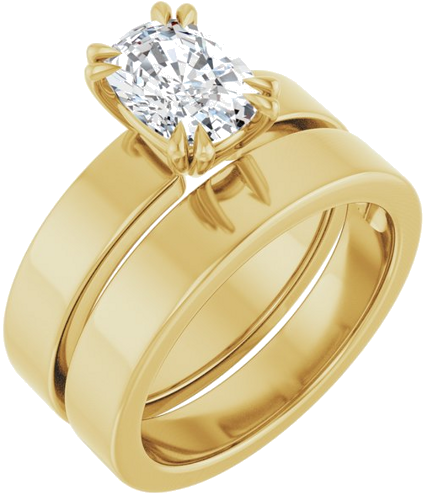 Sužadėtuvių Žiedas „Double Claw-Prong Solitaire“ 14k yellow gold Elongated Cushion 8mm x 6mm (6)