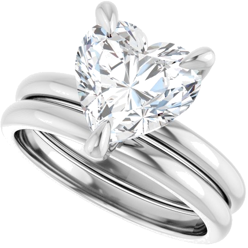 Sužadėtuvių Žiedas „Solitaire“ 14k white gold Heart 9mm (10)
