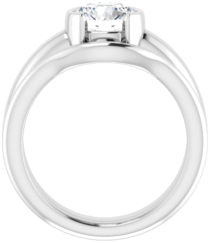 14K White 7 mm Round Half Bezel Solitaire Engagement Ring Mounting (7)