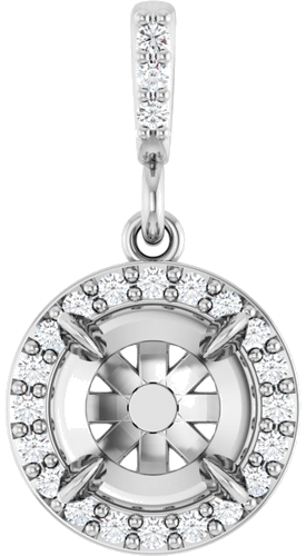 Pakabukas „Halo-Style“ 14k white gold Round 6.5mm (1)