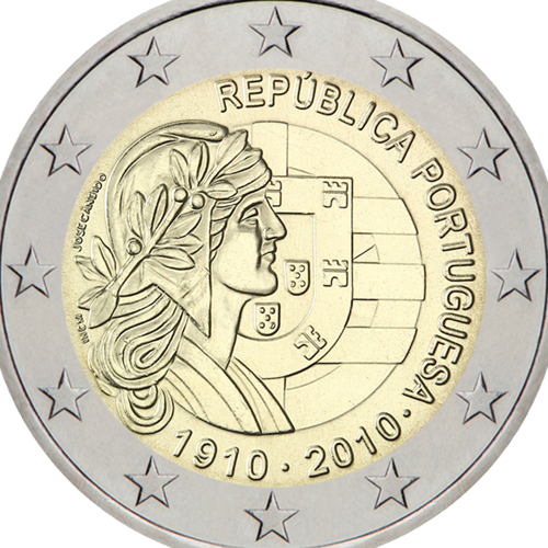 2010 Portugal 100th anniversary of the Portuguese Republic 2 euro coin (2)