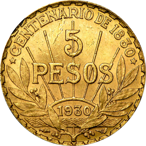 5 Pesai Urugvajus 1930 auksinė moneta (1)