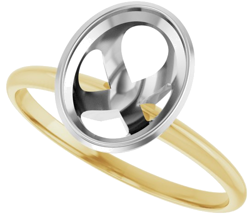 Sužadėtuvių Žiedas „Solitaire“ 585 Baltojo Ir Geltonojo Aukso Oval 9mm x 7mm (5)